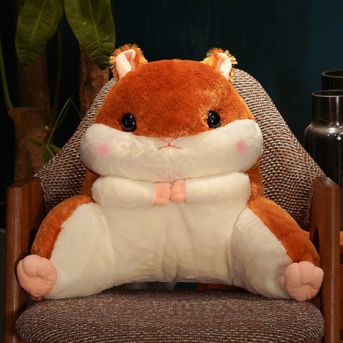 Hammy Plushie/Back Cushion (with Blanket + Hand Warmer) - Large / Rust