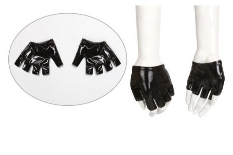 Soul Snatch | Parts: Patent Leather Gloves - One size / Black Half Palm Gloves