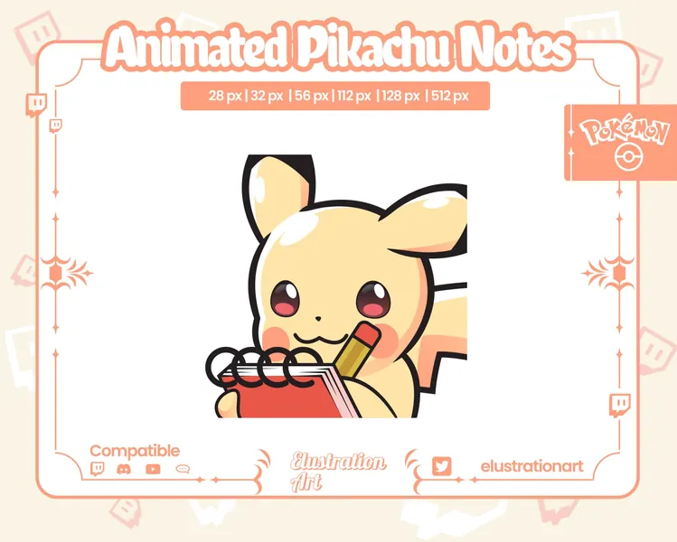 Animated Pikachu Pokemon Notes Twitch Emote