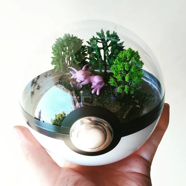 ESPEON (Large 5.5inch) Pokeball Diorama Terrarium - Sleeping Version
