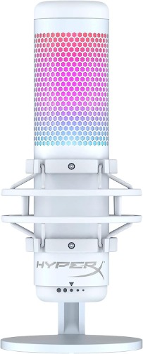 HyperX QuadCast S – RGB USB Condenser Microphone for PC, PS5, Mac, Anti-Vibration Shock Mount, 4 Polar Patterns, Pop Filter, Gain Control, Gaming, Streaming, Podcasts, Twitch, YouTube, Discord – White - RGB Lighting QuadCast White