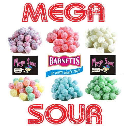 Barnetts Mega Sour Sweets Variety Pack - 600g Bag - Super Sour Hard Sweets