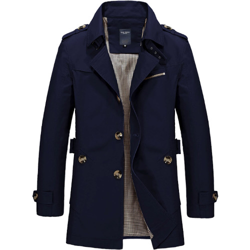 Mens Mid Length Trench Coat - Navy / L