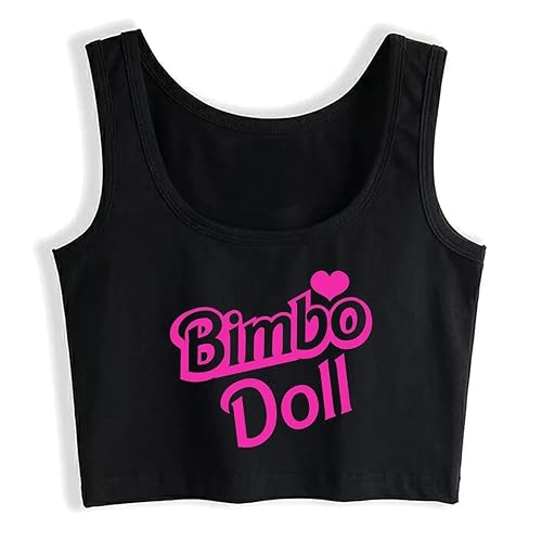 Bimbo Doll Design Sexy Slim Fit Crop Top Tank TopsCamisole - Large - Black