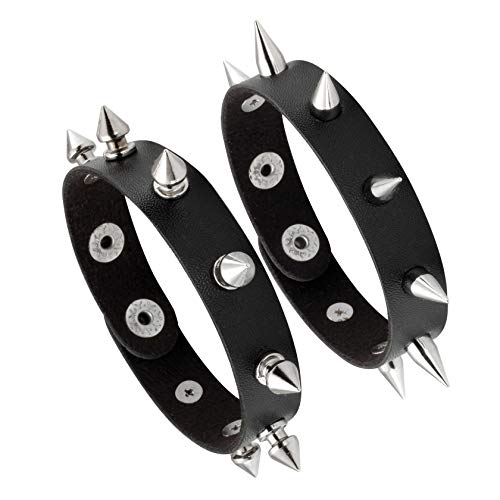 MILAKOO Men Punk Leather Bracelet Spike Cuff Wrap Bracelets Wristband for Women - A