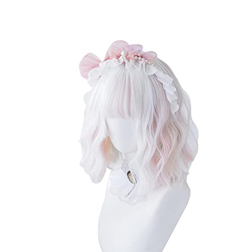 TO KU TOO YUO Fairy Harajuku Short Curls Hair Lolita Wig Natural Fluffy Ice Cream Macaron Hairpiece Anime Cosplay Sweet Girl Cute Adult Chic (Vanilla Ice Cream), 33 CM - Vanilla Ice Cream