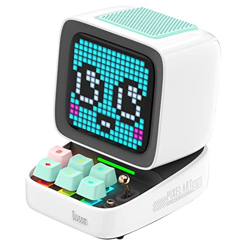 Divoom Ditoo Pixel Art Gaming Portable Bluetooth Speaker with App Controlled 16X16 LED Front Panel, Also a Smart Alarm (White) - White
