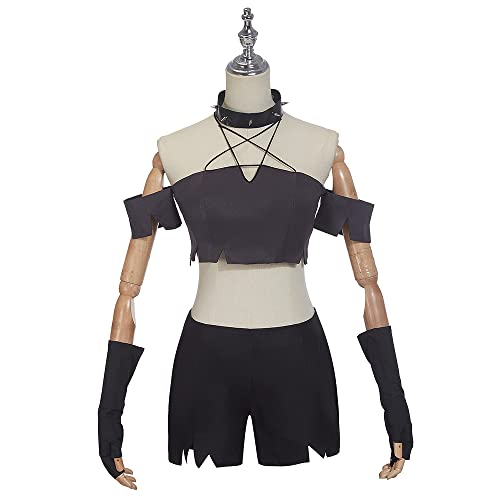 Weixu Anime Helluva Boss Loona Cosplay Costume Crop Top Shorts Outfit Suit Halloween - X-Small Black Female
