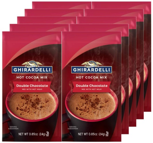 Ghirardelli Double Chocolate Hot Cocoa Mix, 0.85-Ounce Packets (Pack of 10) - Double Chocolate