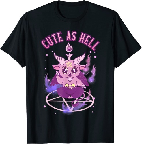 Cute As Hell Anime Kawaii Baphomet Pastel Goth Emo Pun T-Shirt