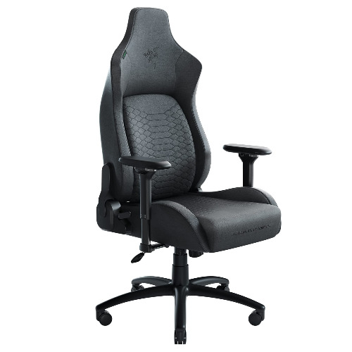 Razer Iskur XL Gaming Chair: Ergonomic Lumbar Support System - Multi-Layered Synthetic Leather Foam Cushions - Engineered to Carry - Memory Foam Head Cushion - Black - Grey Fabric