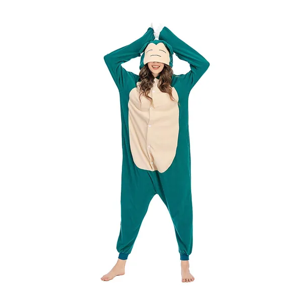 Adult Snorlax Onesie Pajamas Cosplay Animal Sleepwear Halloween Costume Women Men