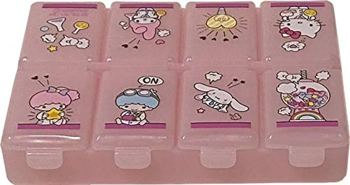 Sanrio Characters Die-Cut Medicine Supplement Portable Accessories Case Travel with 8 Subdivision lid (Mix)