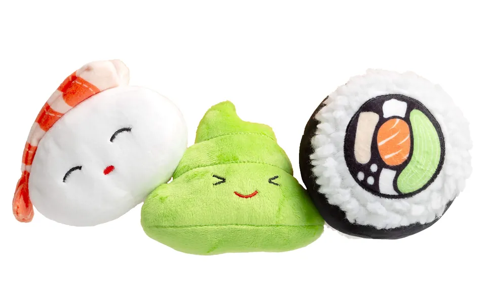 Pearhead Pet Toys, Squeaky Dog Toy Set, Pet Owner Must Have Dog Accessory - Sushi Bento Box Pet Toys