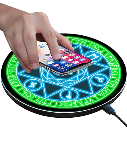 Wireless Charger Magic Qi 15W Wireless Charging Pad,Compatible with iPhone 15 14/14 Pro/14 Pro Max/Xs Max/XR/XS/X/8/8 Plus,Fast Charging S10/S10+/S9/S8/Note 10/10+/9/8 (No AC Adapter) - Green-Blue
