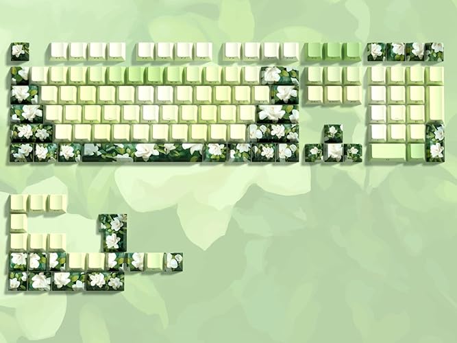dagaladoo Shine Through keycap Set - Matcha Green,Double Shot PBT Key caps,Side Printed Custom keycaps 60 75 Percent,Cherry Profile dye-sub Keyboard caps for Machine Keyboard caps(only keycaps) - Green keycaps