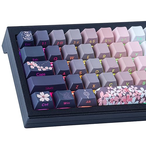 JOMKIZ PBT keycaps, 135 Keys Double Shot Keycaps Side Engraved Transparent Keycap Set Cherry Profile Backlit Keycaps for Cherry MX Switch ASIN/ISO Layout Mechanical Keyboard - Pink