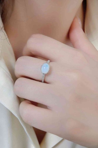 Moonstone 925 Sterling Silver Ring - Silver / 6