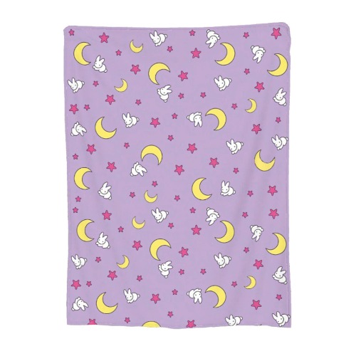 Qazyyi Usagi Blanket Rabbit Moon Pattern Throw Blanket Bedding Room Decor Flannel Blankets for Bed Sofa 60"x50" - 60"x50