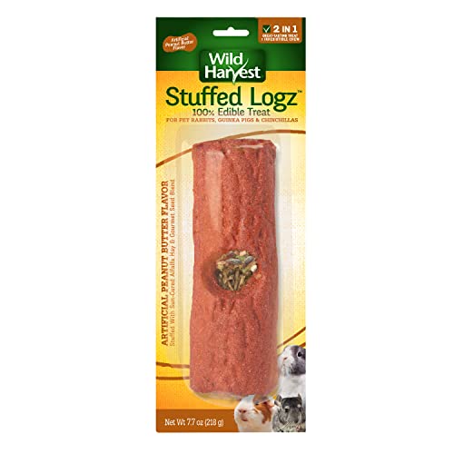 Wild Harvest Stuffed Logz 1 Count, Edible Treat for Rabbits, Guinea Pigs and Chinchillas, Artificial Peanut Butter Flavor - 1 Count (Pack of 1)