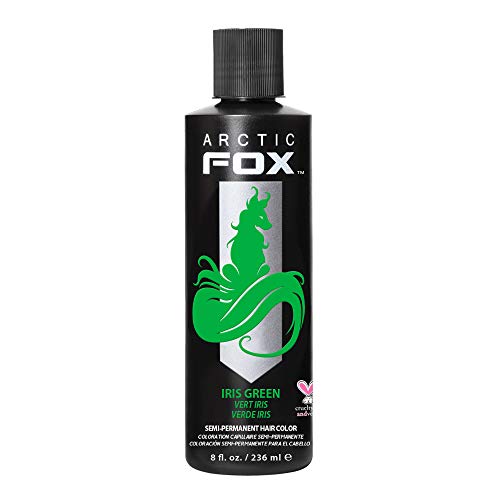 ARCTIC FOX Vegan and Cruelty-Free Semi-Permanent Hair Color Dye (8 Fl Oz, IRIS GREEN) - IRIS GREEN - 8 Fl Oz (Pack of 1)