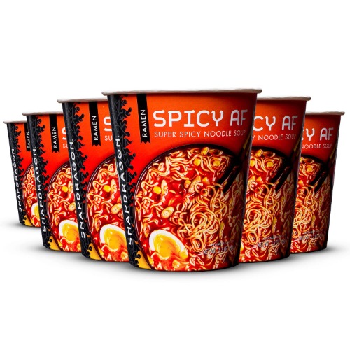 Snapdragon Spicy AF Ramen Cups | Rich Spicy Broth With Authentic Ramen Noodles | Authentic Flavors | Satisfy Your Craving | 2.2 oz (6 pack) - Spicy AF