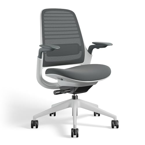 Steelcase Series 1 Office Chair - Ergonomic Work Chair with Wheels for Hard Flooring - Helps Support Productivity - Weight-Activated Controls, Back Supports & Arm Support - Easy Assembly - Graphite