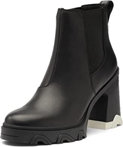 Sorel Women's Brex Heel Chelsea — Waterproof Leather Rain Boot - 8 Black, Black