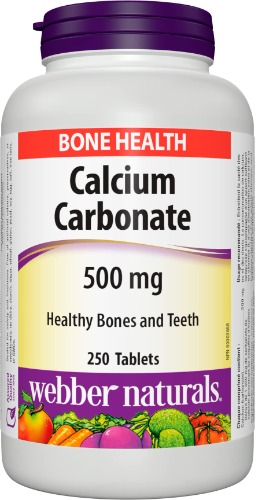 Webber Naturals Calcium Carbonate, 250 Tablets, Helps Support Bones and Teeth