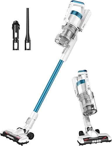 EUREKA RapidClean Pro Lightweight Cordless Vacuum Cleaner, High Efficiency Powerful Digital Motor LED Headlights, Convenient Stick and Handheld Vac, Essential, Blue, White (NEC180C) - White - RapidClean Pro