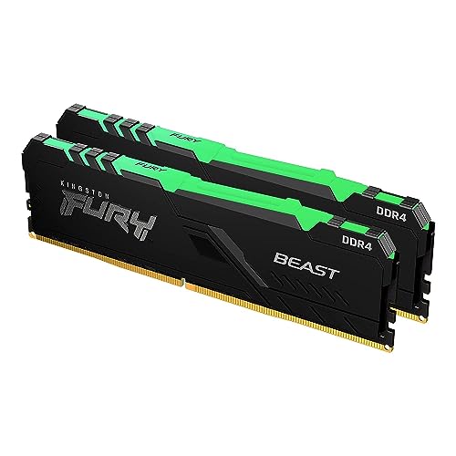 Kingston FURY Beast RGB 32GB (2x16GB) 3200MT/s DDR4 CL16 Desktop Speicher Kit mit 2 KF432C16BBAK2/32 - 32GB - Kit mit 2 - 3200MT/s - 16Gbit