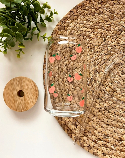 Mini Peach Beer Glass, Iced Coffee Glass, Birthday Gift For Her, Custom Beer Glass, Peach Beer Glass, Peach Cup, Birthday Gift For Friend