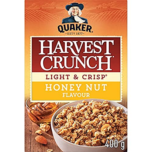 QUAKER HARVEST CRUNCH Light & Crisp Honey Nut Granola Cereal, 400 g - Light & Crisp Honey Nut - 400 g (Pack of 1) - Granola Cereal