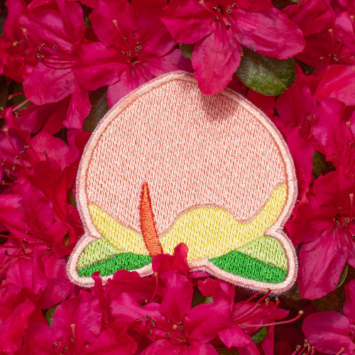 Peach Embroidered Patch! - iron on