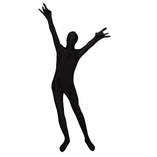 Xfileen Unisex Adult Zentai Bodysuit Black Costume Second Skin Disappearing Full Bodysuit for Halloween Cosplay - Large