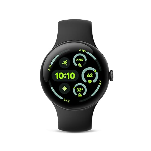 Google Pixel Watch 3 (45mm) Latest Model - Android Smartwatch, Heart Rate Tracking, Fitbit Advanced Running, Fitness Insights, 24-Hour Battery - Matte Black Aluminum Case - Obsidian Band - Wi-Fi - Matte Black Aluminum Case - Obsidian Band - 45mm - Wi-Fi
