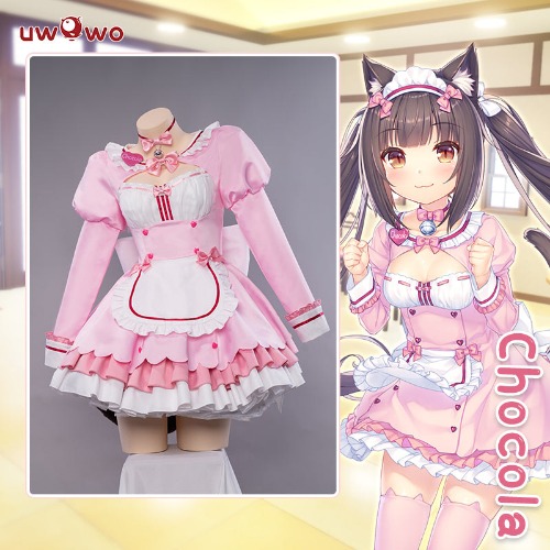 【Pre-sale】Uwowo Game Nekopara vol.4 Chocola Maid Dress Cosplay Costume Cute Pink Dress | Set A S