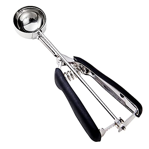 HOMURE H Cookie Scoop 2 Tablespoon, Size #40 Cookie Dough Scoop, 2 Tbsp/ 30 ml/ 1 oz Cookie Scoop for Baking, Spring-Loaded Scoop, 18/8 Stainless Steel, Comfortable Grip - #40/2 Tbsp - Black