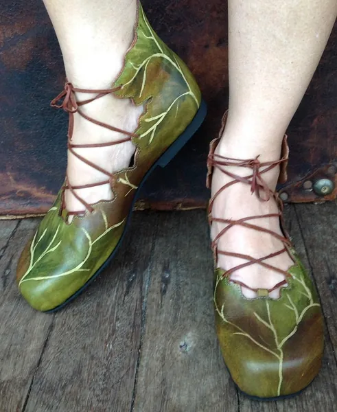 Handmade woodland elvish ballet flats