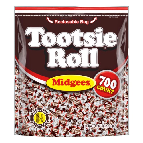 Tootsie Roll Chocolatey Twist Midgees Resealable Standup Bag, Peanut Free, Gluten Free original, Allergy Friendly, Mini Midgees 77.76 Ounce - original 700 Count (Pack of 1)