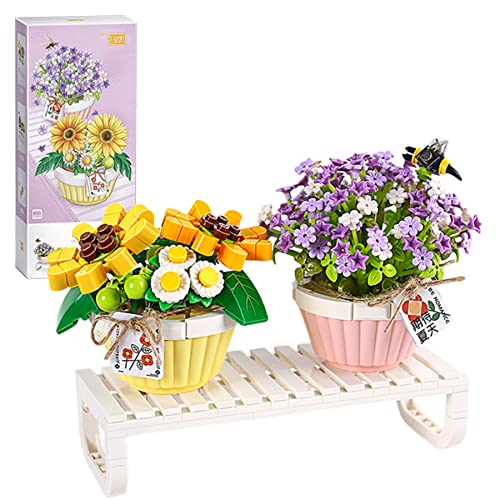 ZIYOSTAR Mini Sunflower Bonsai Tree Building Kit,534PCS DIY Simulating Plant Ecology Collection Building Toy,Bouquet Set Gifts for Adults, Children（Not Compatible with Lego Set ） - Summer flower