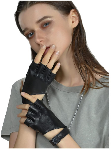 (nice to have/optional)Womens Fingerless Leather Gloves