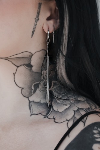 Divine Longsword Earring | Singular / Hoop / Silver