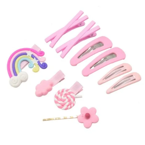 LYDZTION Hair Clips for Girls,10Pcs Cute Candy Color Cartoon Design Hair Pins Assorted Colors Hair Clips Hair Barrettes Hair Accessories,Pink