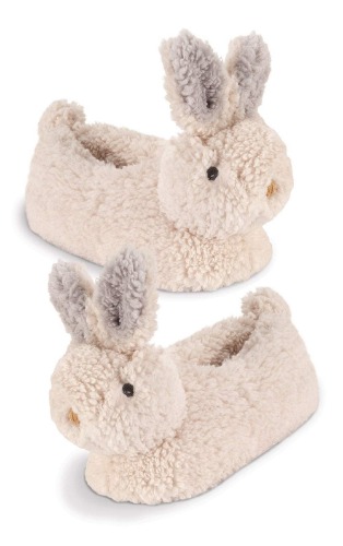 PajamaGram Animal Slippers - Cute Slippers - 8-10 Cream Bunny