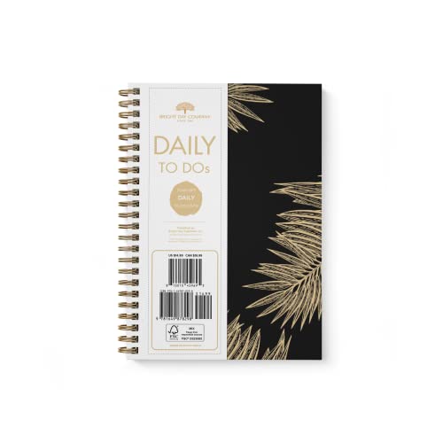 Bright Day Calendars Undated To Do List Daily Task Checklist Planner Time Management Notebook by Bright Day Non Dated Flex Cover Spiral Organizer 8.25 x 6.25 Habit Tracker (Gold Palm Leaves) - Palm Leaves