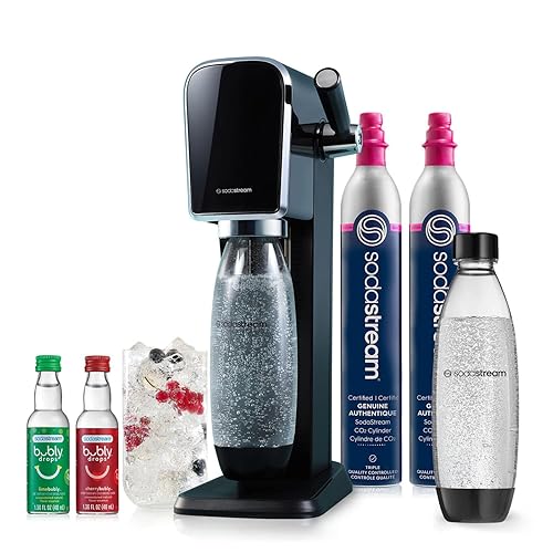 SodaStream Art Sparkling Water Maker Bundle (Black), with CO2, DWS Bottles, and Bubly Drops Flavors - Value Bundle - Black