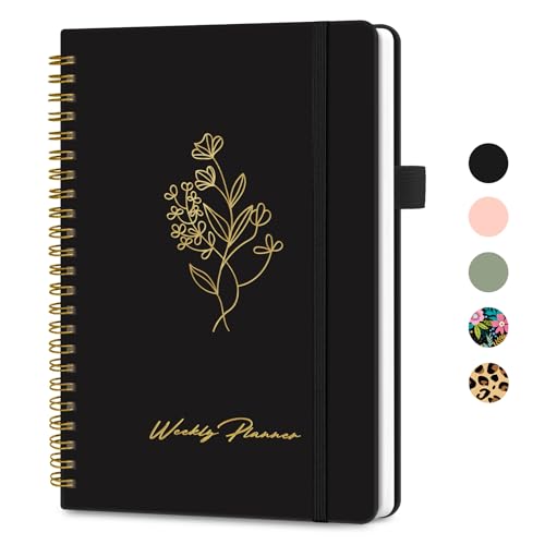 Undated Weekly Planner, Weekly To Do List Notebook with Goal & Habit Tracker Organizer, A5 Weekly Planner Notebook with Spiral Binding