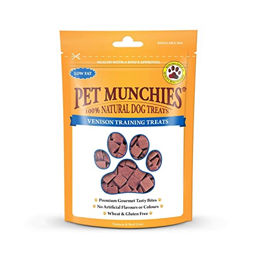 Pet Munchies Venison & Beef Liver Dog Training Treats, Grain Free Tasty Bites with Natural Real Meat, Low in Fat 50g - Venison - 1 Pack