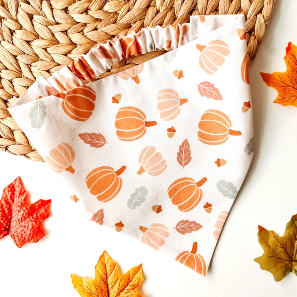 Pumpkin Patch | Autumn Dog Bandana | Fall Halloween Scrunchie Bandana | Elastic Dog Scarf | Cat Bandana | Pet Neckwear | Puppy Accessory
